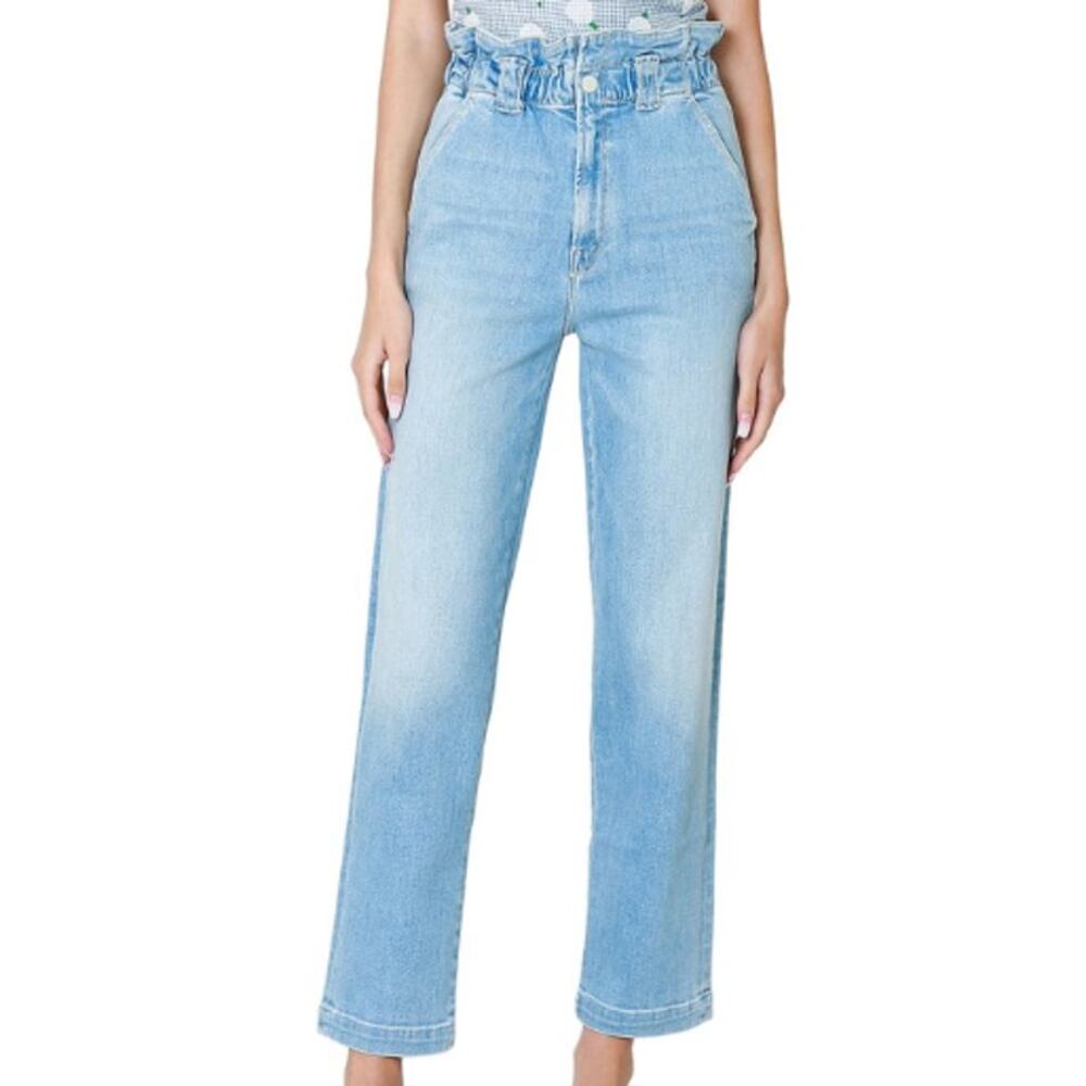 Mother Denim The Yoyo Ruffle Greaser Ankle Jeans Paperbag Waist Elastic 26